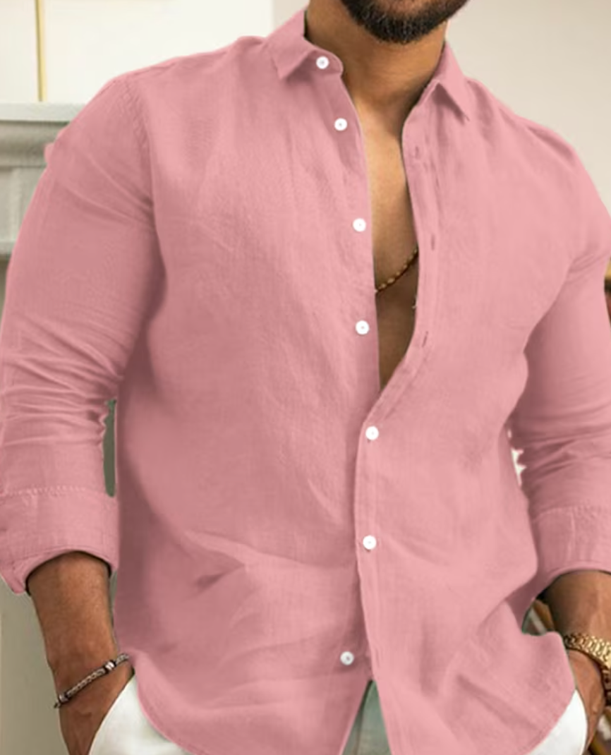 Chemise En Lin Pour Homme Coupe Slim Manches Longues Respirant Style Décontracté Vert Par Amawinc Nordic Flair