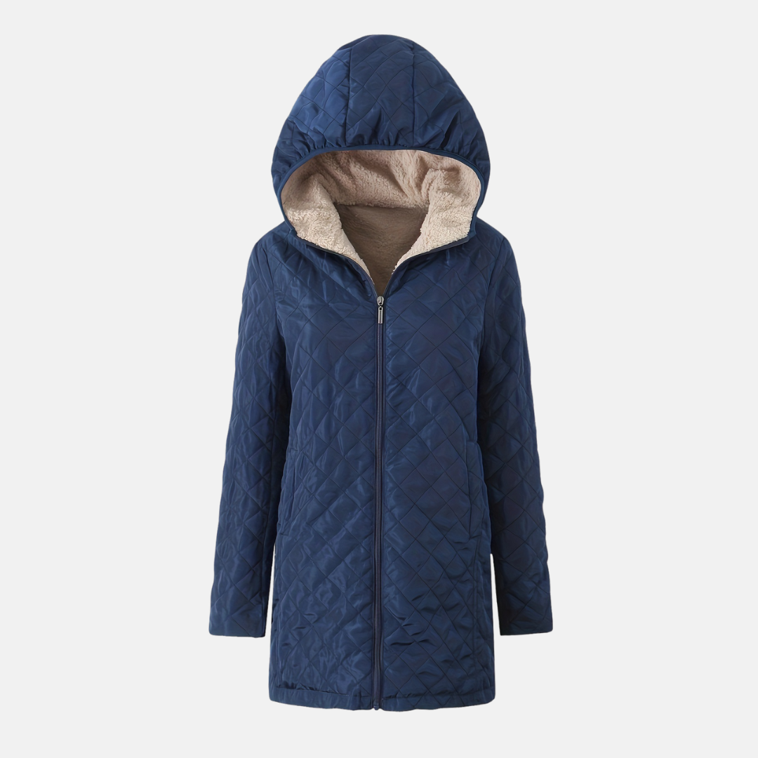 Amawinc Veste À Capuche Matelassée Doublure Pelucheuse Coupe Décontractée Longueur Mi Cuisse