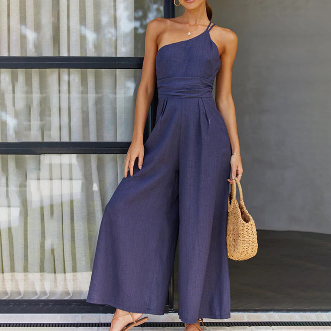 Combinaison Femme Une Épaule Tailleur Ajustée Coupe Large Élégante Et Aérée Pour Toutes Occasions