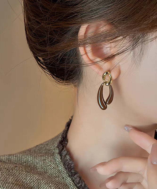 Boucles d'oreilles pendantes asymétriques en alliage de cuivre et émail de style bohème - Amawinc