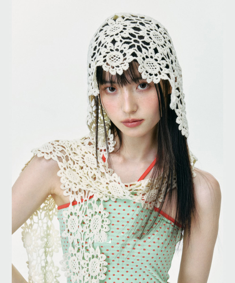 Bonnet boonie bohème en tricot à fleurs ajourées pour l'été - Amawinc