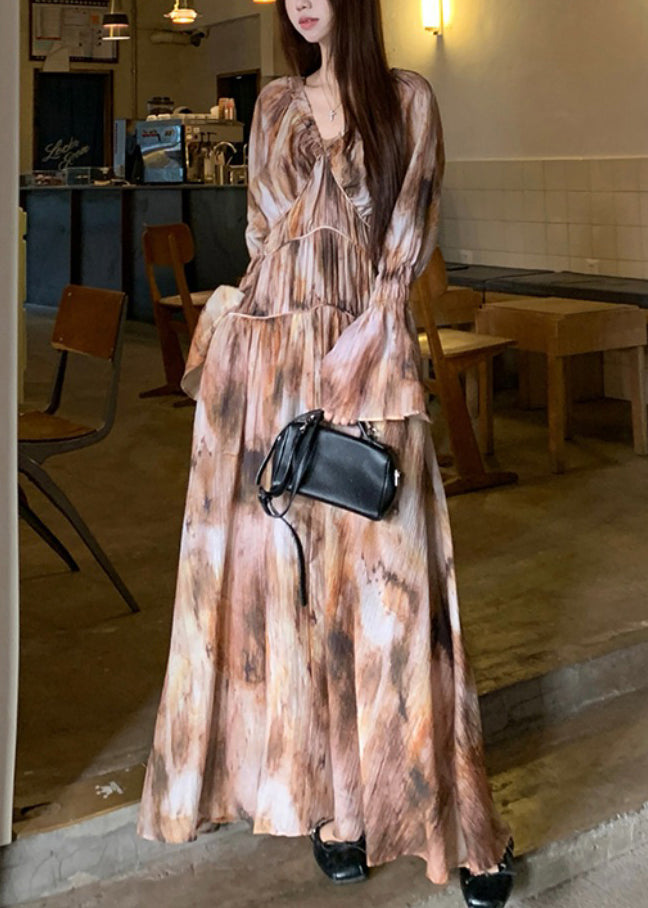Ensemble deux pièces bohème tie-dye longue robe et robe à bretelles spaghetti, printemps - Amawinc