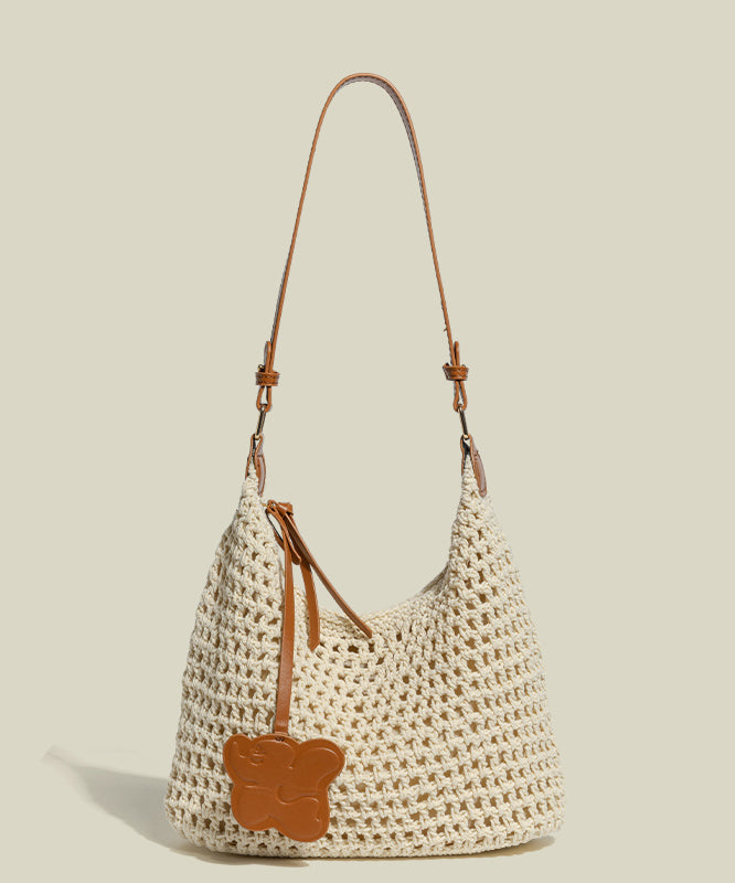 Sacs à bandoulière tissés patchwork ajourés beiges bohèmes - Amawinc