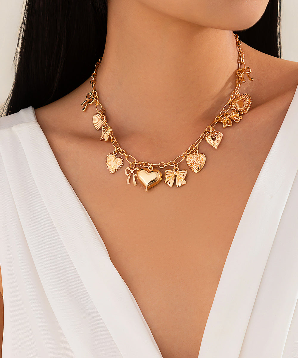 Collier avec pendentif en forme de nœud d'amour en alliage de cuivre doré - Amawinc
