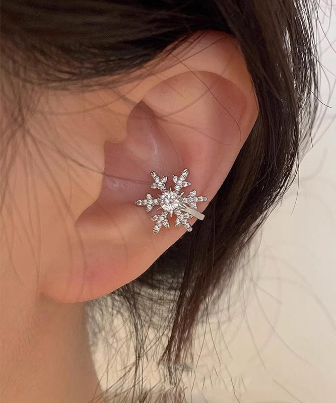 Boucles d'oreilles à tige en acier inoxydable blanc avec zircons et neige - Amawinc