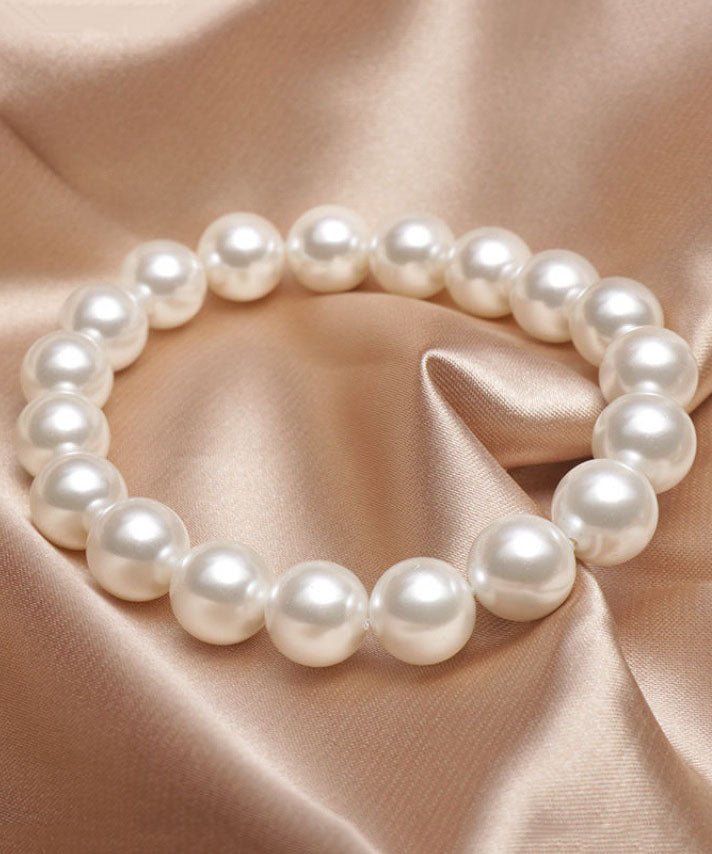 Bracelet court en alliage de perles blanches - Amawinc