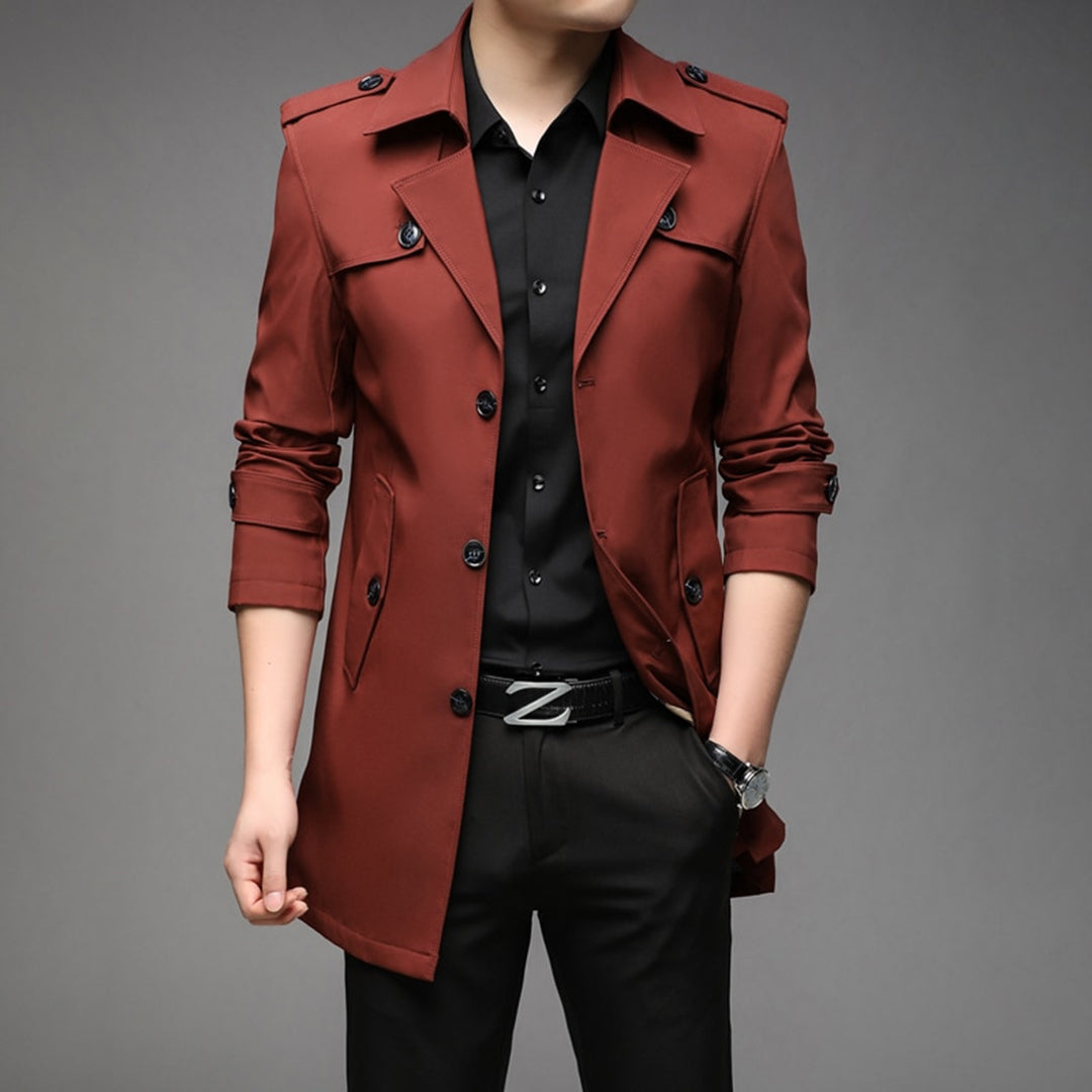 Manteau Trench Léger Pour Homme À Simple Boutonnage Richard Amawinc Veste Extérieur Polyvalente Pour Temps De Transition
