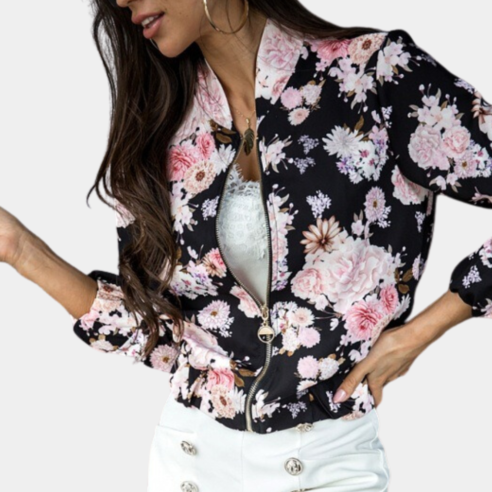 Ruby Veste Zippée Pour Femme Avec Motif Floral Élégant Imprimé Tout En Pastel Doux Pour Printemps