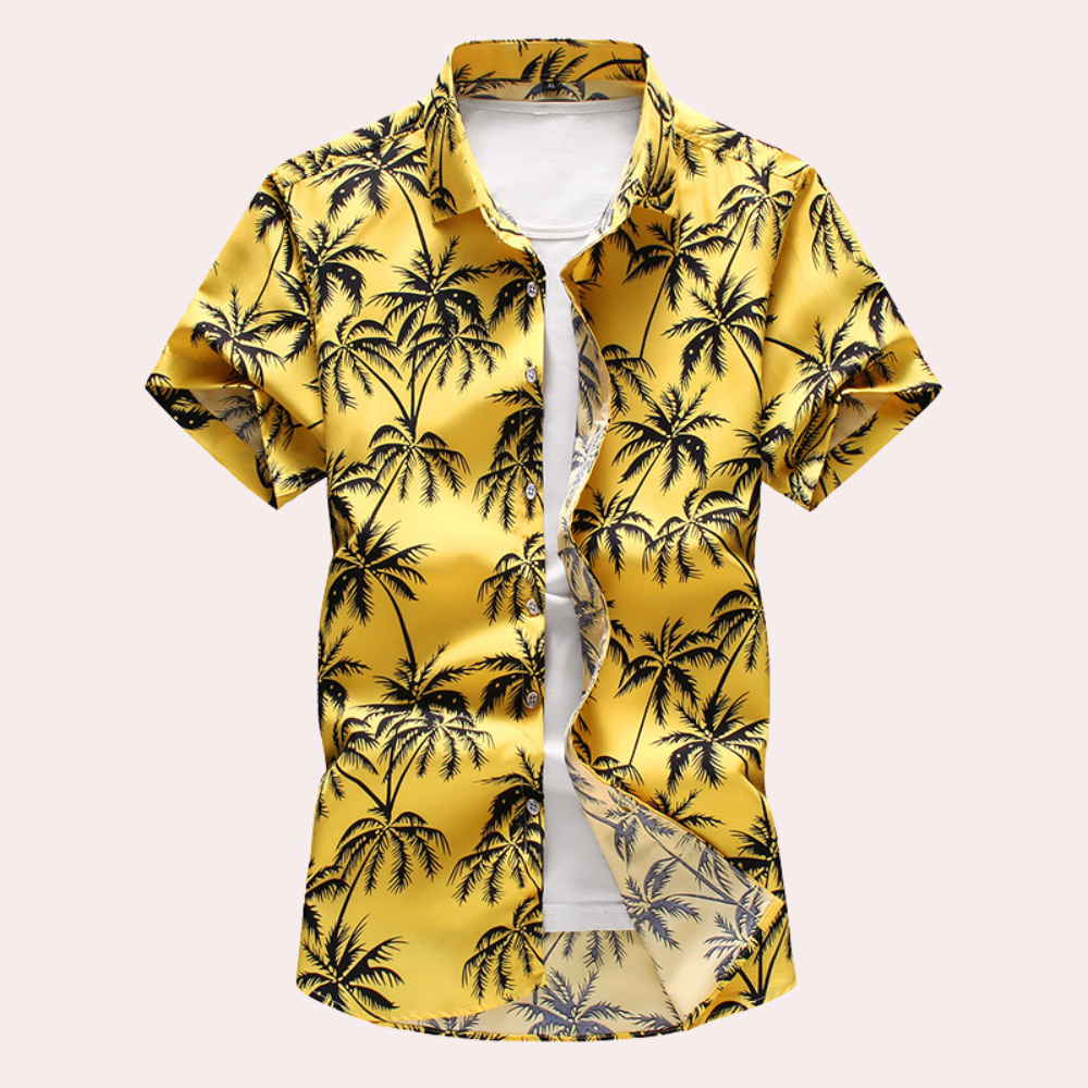 Chemise Tropicale Pour Homme Imprimé Floral À Boutons Manche Courte Coupe Regular Vacances