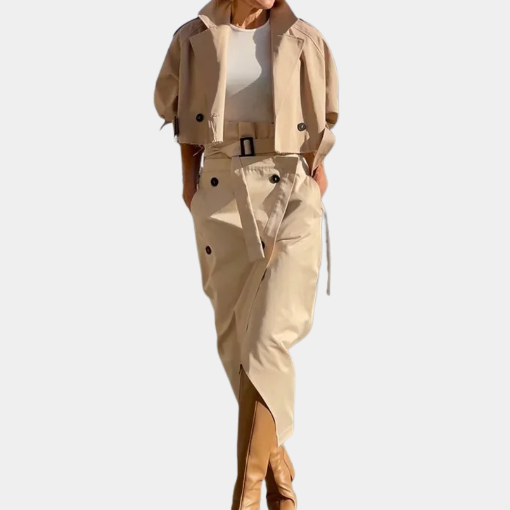 Zeitloses Damen-Trenchcoat-Set für einen eleganten Look