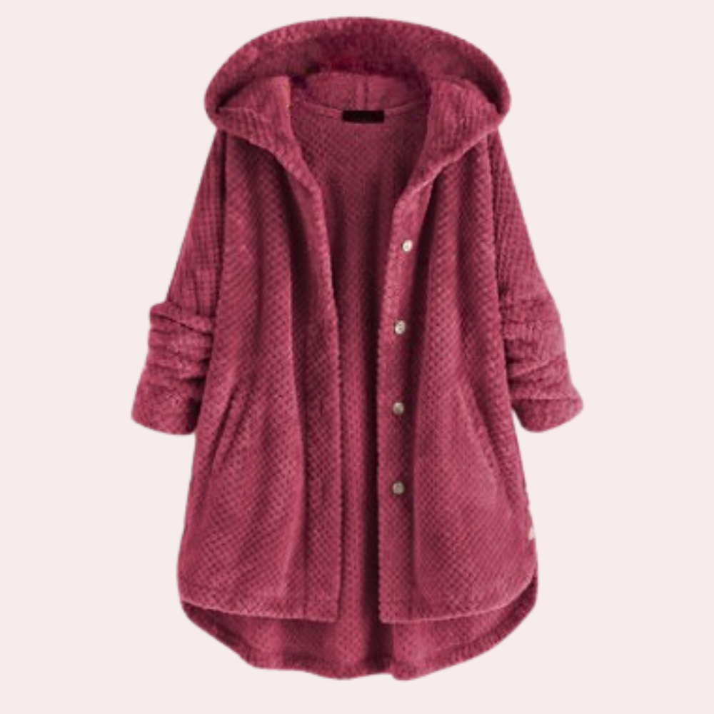 Veste En Polaire Pour Femmes Chaude À Capuche Avec Fermeture À Boutons Et Coupe Décontractée Amawinc