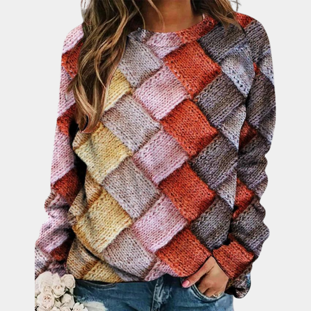 Pull Femme en Maille Douce et Tricot Épais Confort Décontracté Col Rond Idéal avec Jeans et Leggings