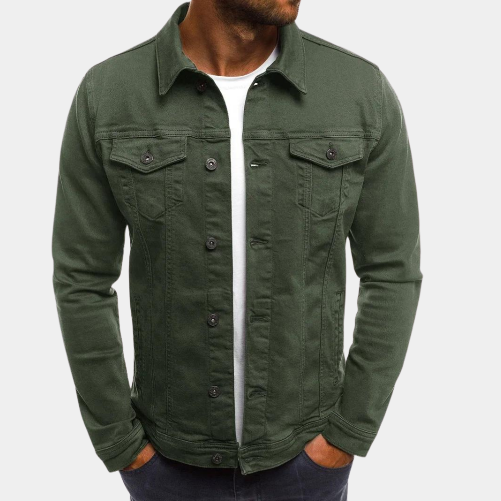 Veste Denim Homme Coupe Classique Avec Fermeture À Boutons Poches Poitrine Manches Longues Amawinc