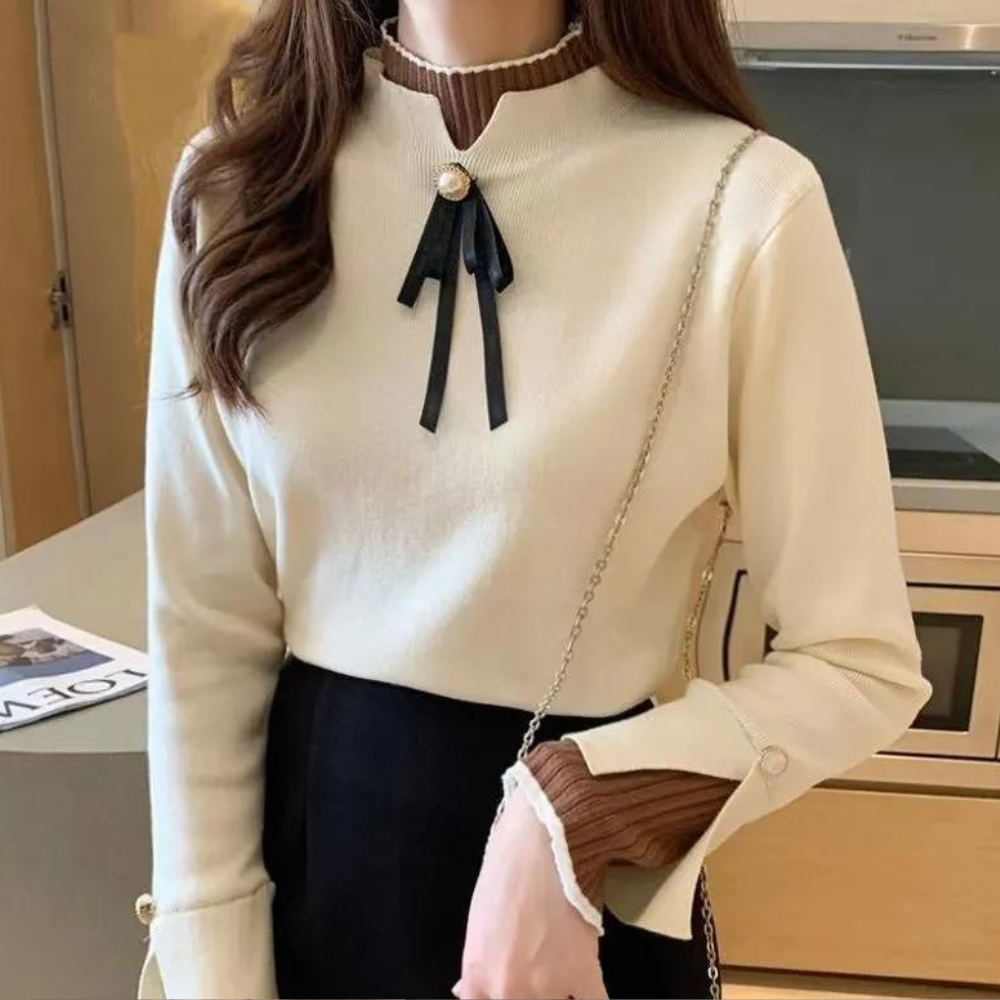 Damenpullover mit modischem Stehkragen