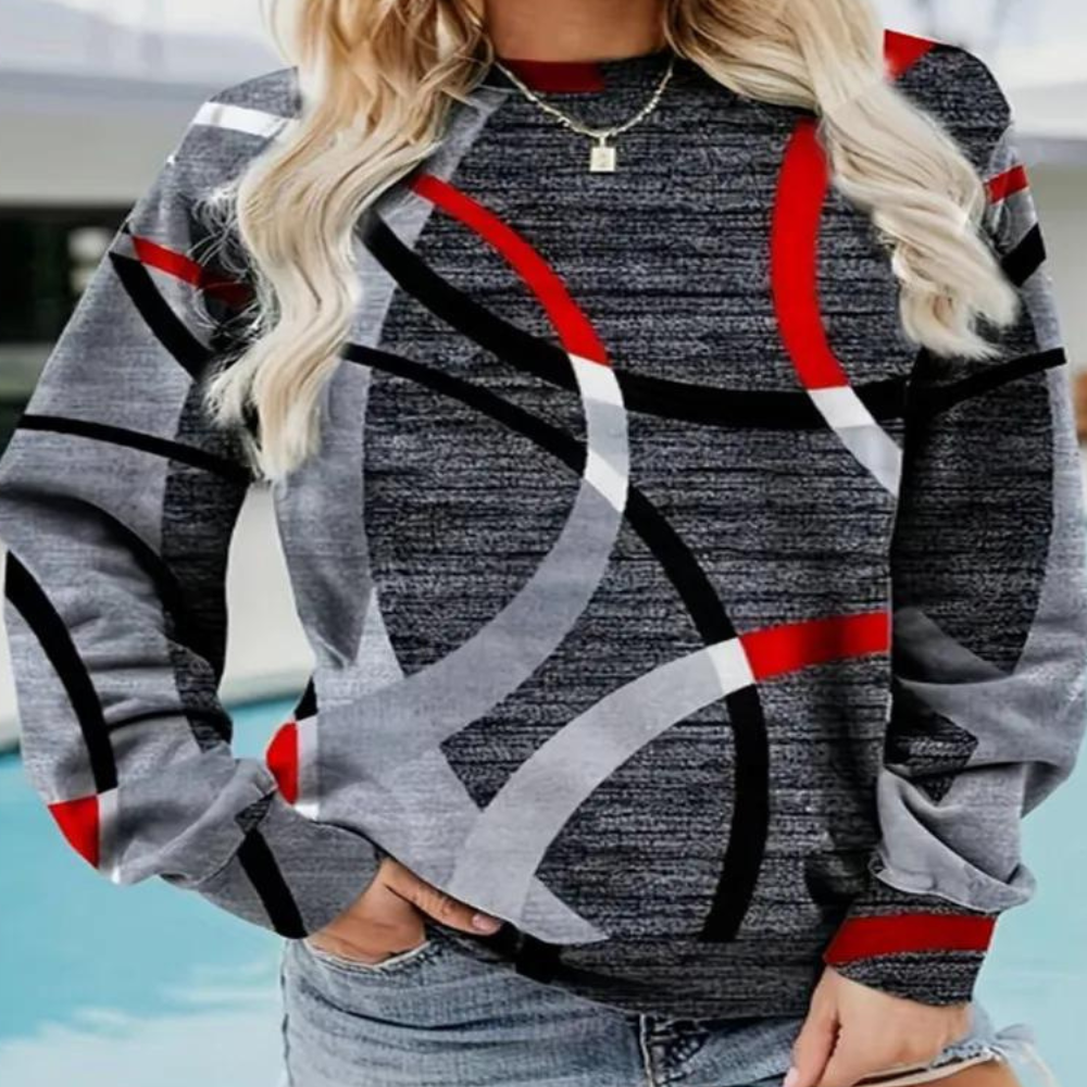 Sweatshirt Pour Femme Motif Chevron Coupe Décontractée Doux Et Confortable Idéal Pour Le Quotidien