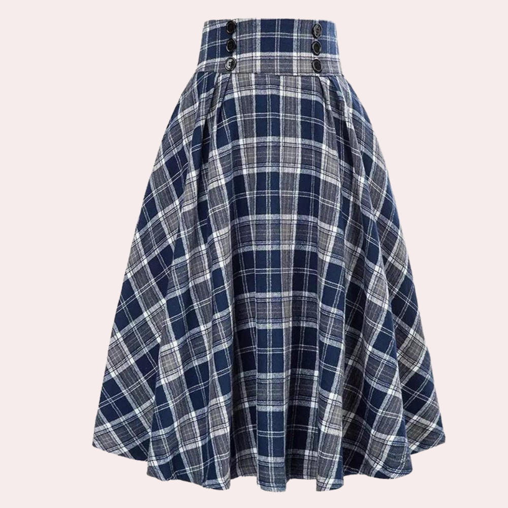 Jupe Femme Haute Taille Aline Plissée Midi Avec Détail Bouton Élégante Pour Toutes Occasions