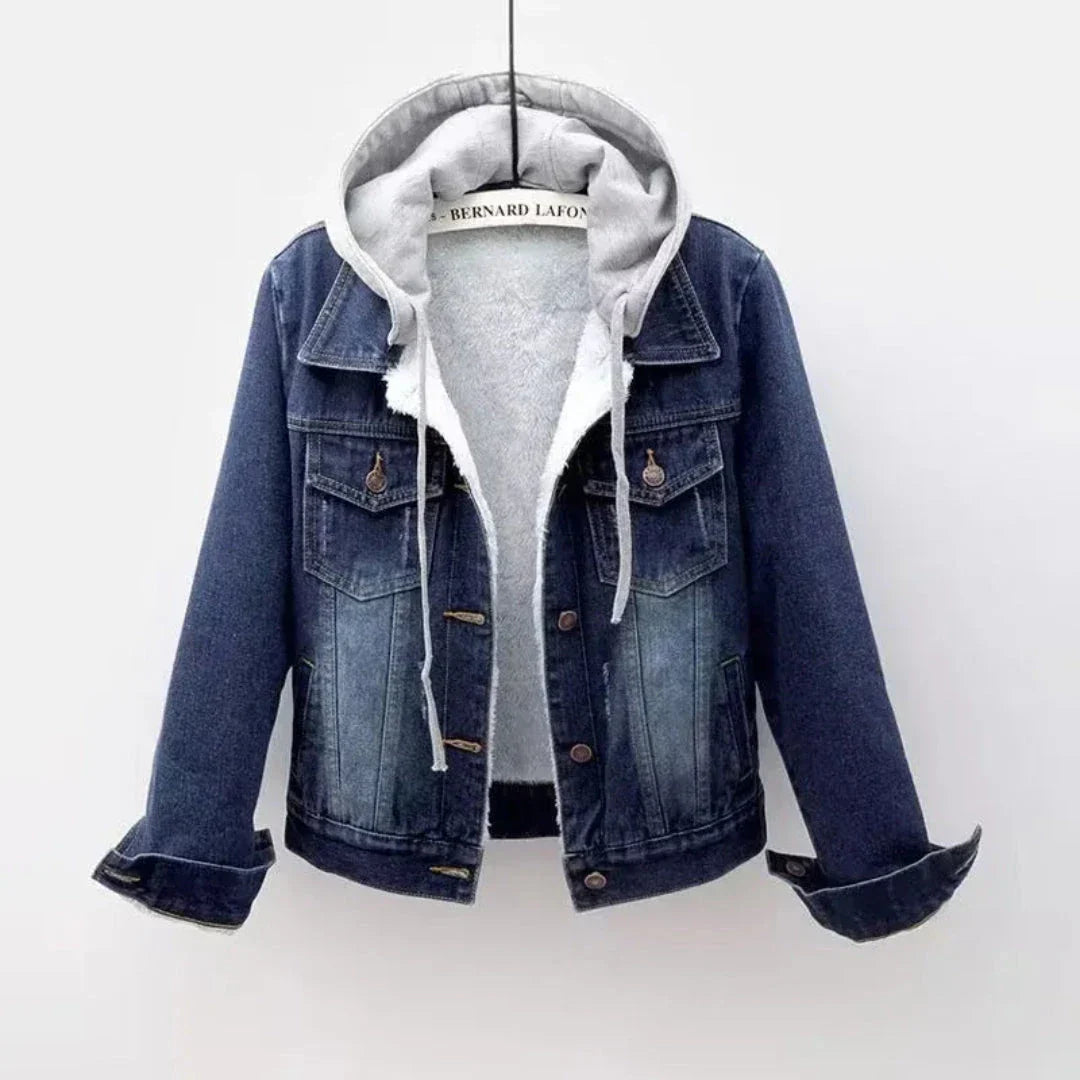 Veste En Jean Doublée Sherpa Avec Capuche Amovible En Polaire Pour Temps Froid Urbain