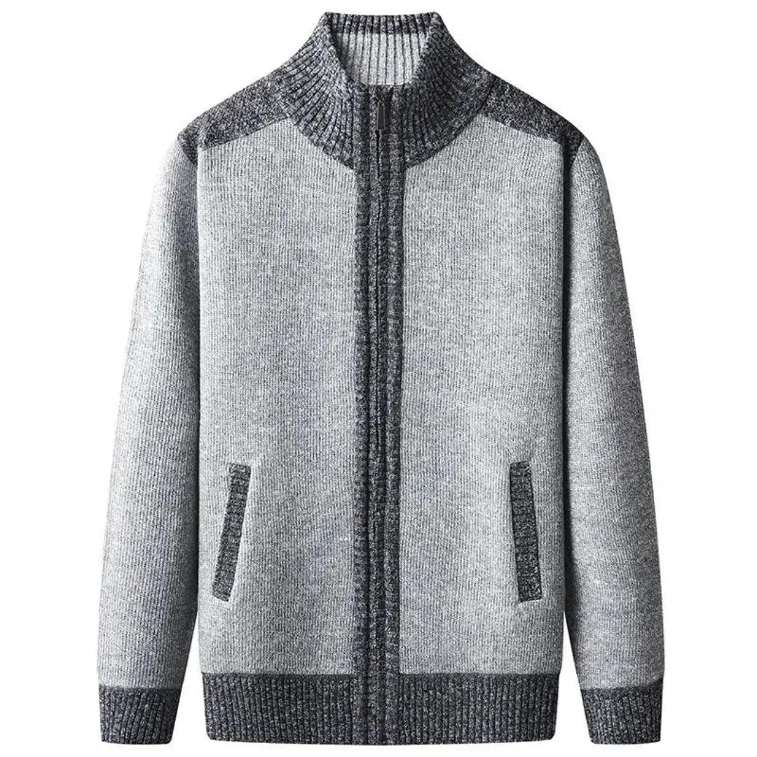 Cardigan Zippé Classique En Maille Carl Avec Col Haut Et Poches Fonctionnelles Pour Look Décontracté