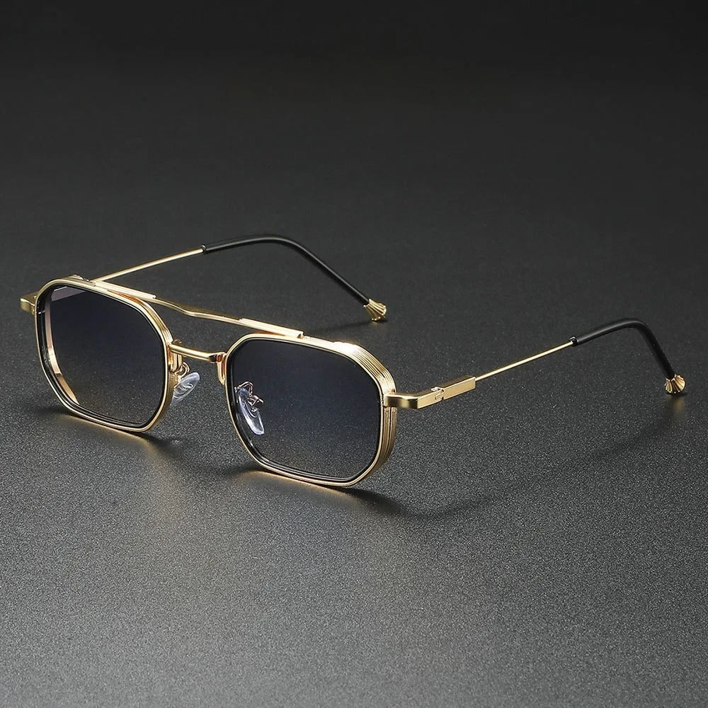 Castro Lunettes de Soleil Géométriques Rétro Octogonales Cadre Métal Poli Verres Dégradés UV400