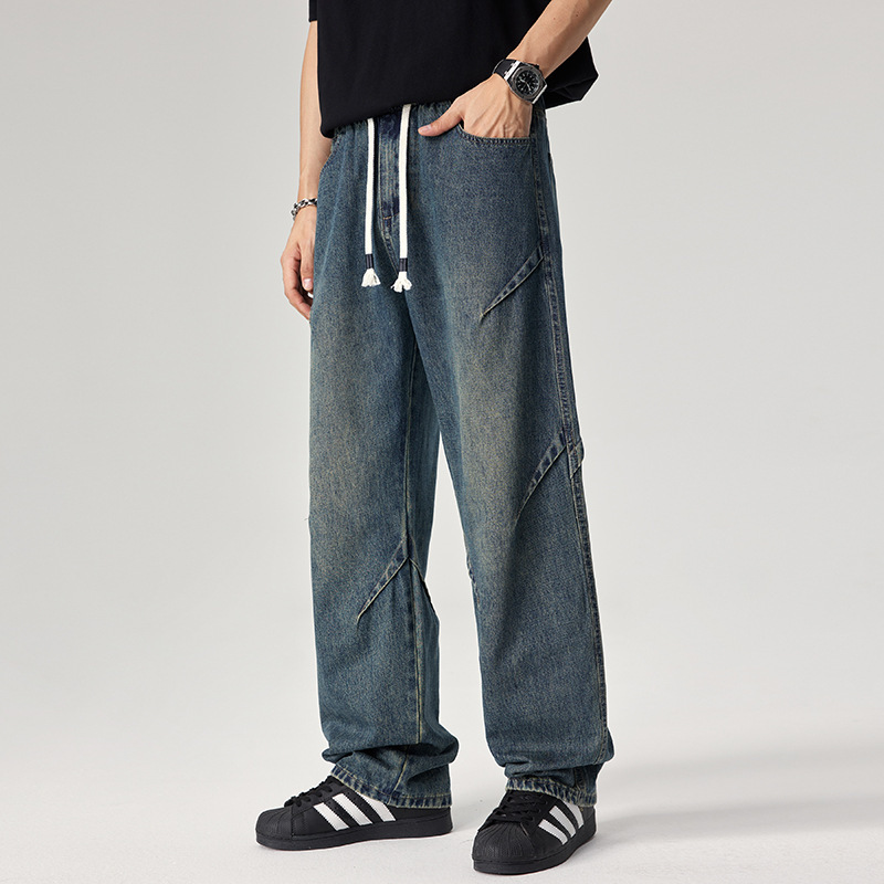 Caulfield Pantalon Jogger Denim Distress Avec Coutures Angulaires Et Taille Élastiquée Et Ourlets Élastiqués