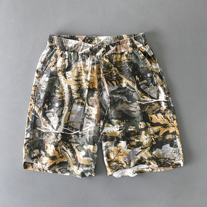 Shorts Camouflage Cedar Creek En Coton Mélangé Respirant Avec Taille Elastique Et Poches Profondes