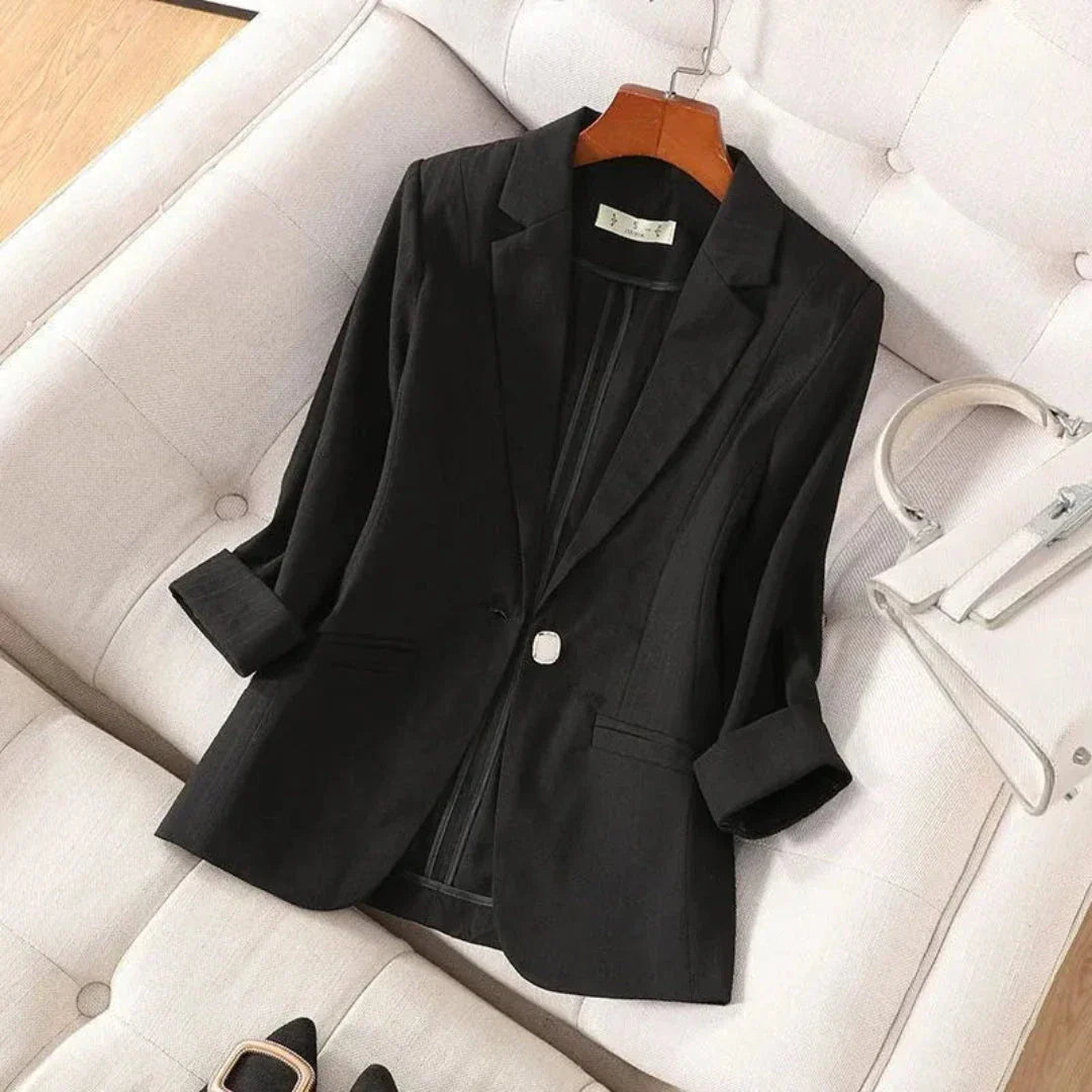 Blazer Léger En Lin Charlie Silhouette Tailorée Manches Retroussables Respirant Idéal Travail Et Week End