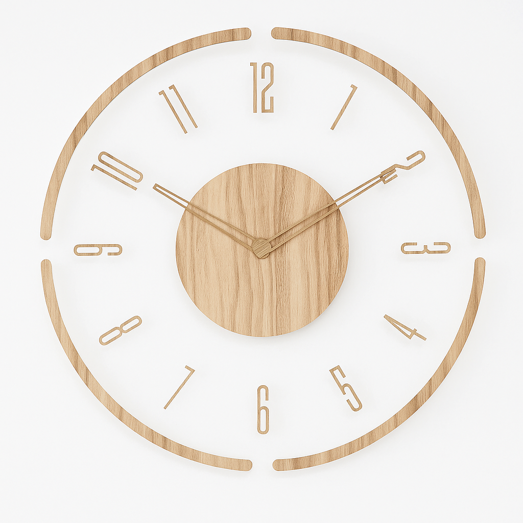 Horloge Murale Nordique En Bois Écoresponsable Mouvement Quartz Silencieux Design Minimaliste Rond Diamètre 35 Cm