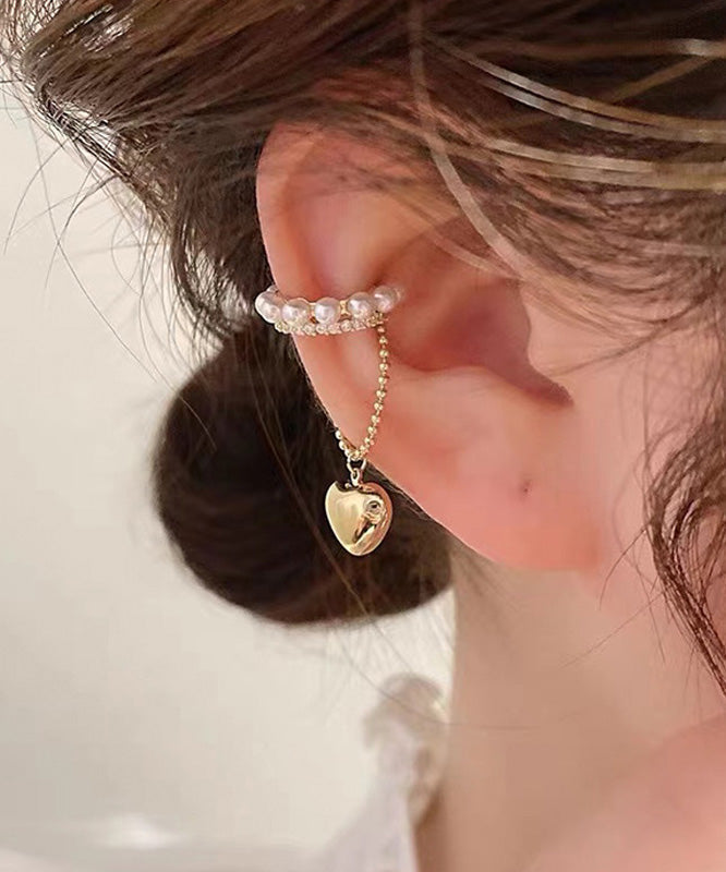 Boucles d'oreilles pendantes chics en or, cuivre doré, zircon et perles Love Tassel - Amawinc