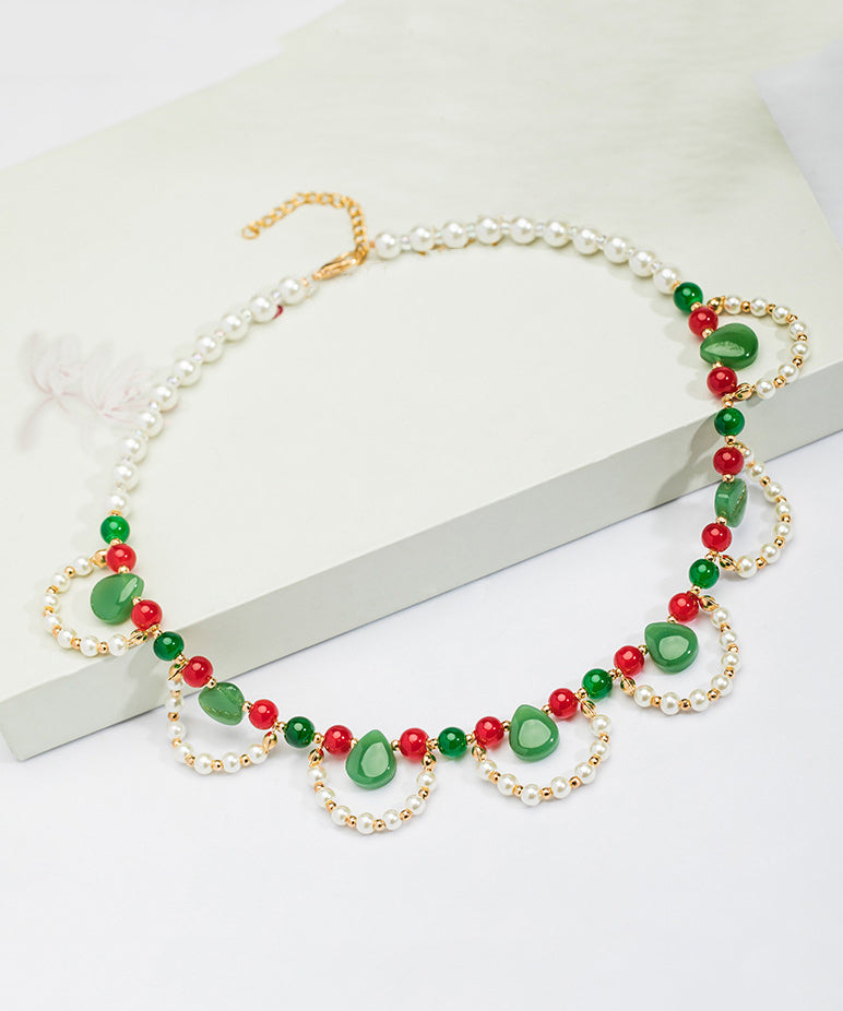 Collier pendentif chic en alliage de cuivre multicolore avec perles - Amawinc
