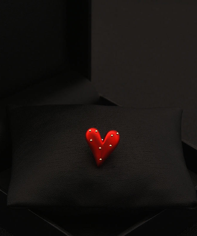 Broche Love chic en acier inoxydable rouge - Amawinc
