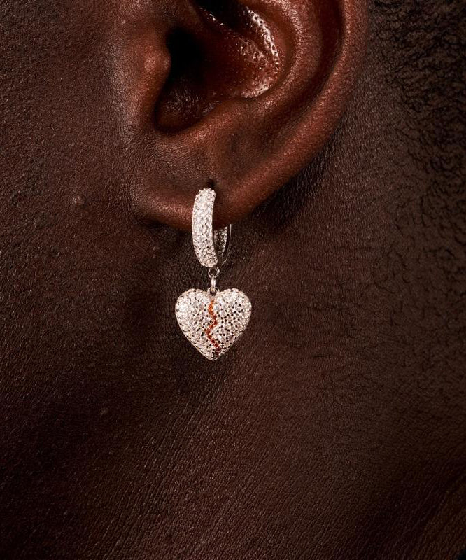 Boucles d'oreilles pendantes en argent sterling en forme de cœur brisé Chic Silk - Amawinc