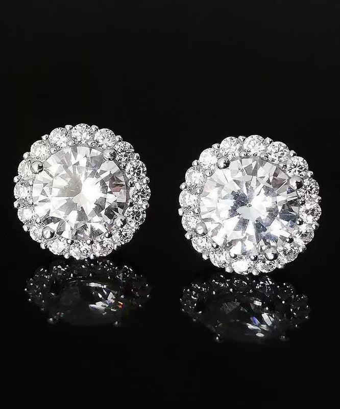 Boucles d'oreilles à tige chics en argent sterling et zircon blanc pour homme - Amawinc