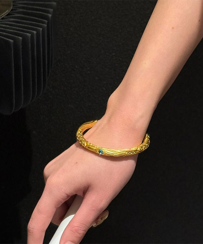 Bracelet jonc doré antique de style chinois - Amawinc