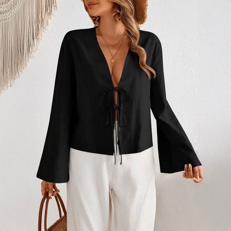 Chloé Montclair Villarosa Blouse À Lacets Manches Évasées Drapée En Tissu Léger Pour Une Rébellion Subtile Et Élégante