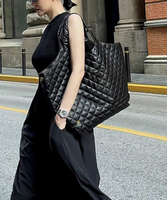 Sac à main élégant en peau de mouton noire, polyvalent et durable - Amawinc