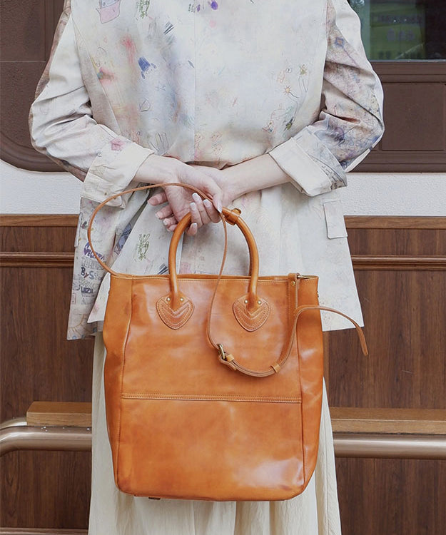 Sac fourre-tout en cuir marron élégant de grande capacité - Amawinc