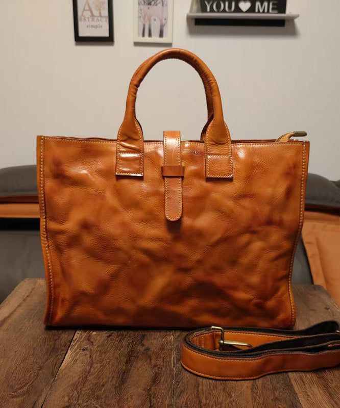 Sacoche pour ordinateur portable en cuir marron élégant, solide et durable, grande capacité - Amawinc