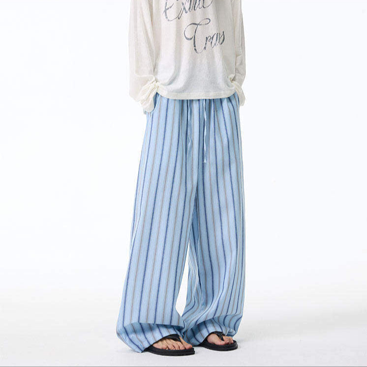 Pantalon De Survêtement Club Léger Ultra Large À Rayures Verticales Avec Poche Arrière
