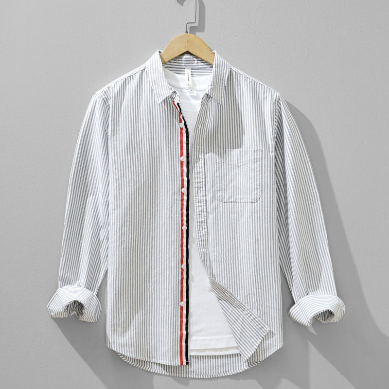 Surchemise En Lin Rayé Corvin Avec Patte De Boutonnage Contrastée Pour Style Décontracté