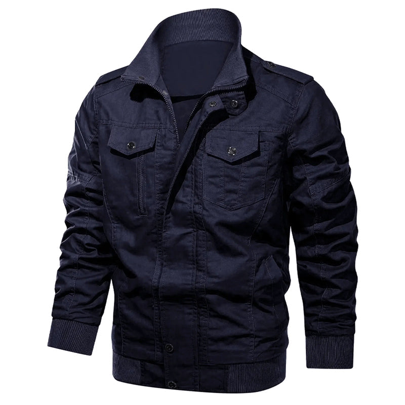 Veste Bomber Militaire En Coton Pour Homme Amawinc Durable Avec Poignets Elastiques Fermeture Zip Bouton Poches Multiples