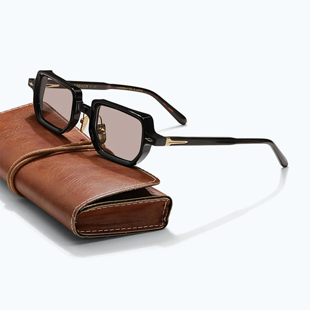 Lunettes De Soleil Rectangulaires Rivaro En Acétate Italien Et Titane Avec Lentilles Teintées UV400