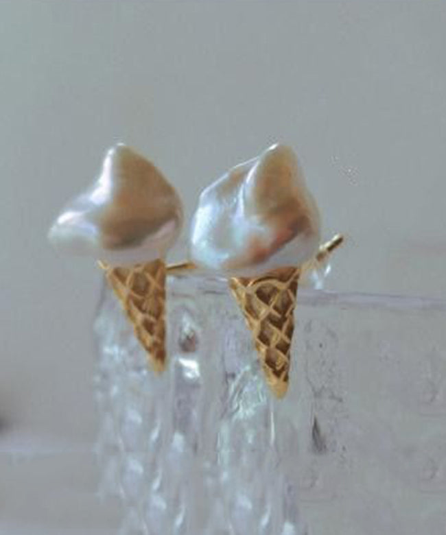 Boucles d'oreilles à tige en argent sterling et perles en forme de glace - Amawinc