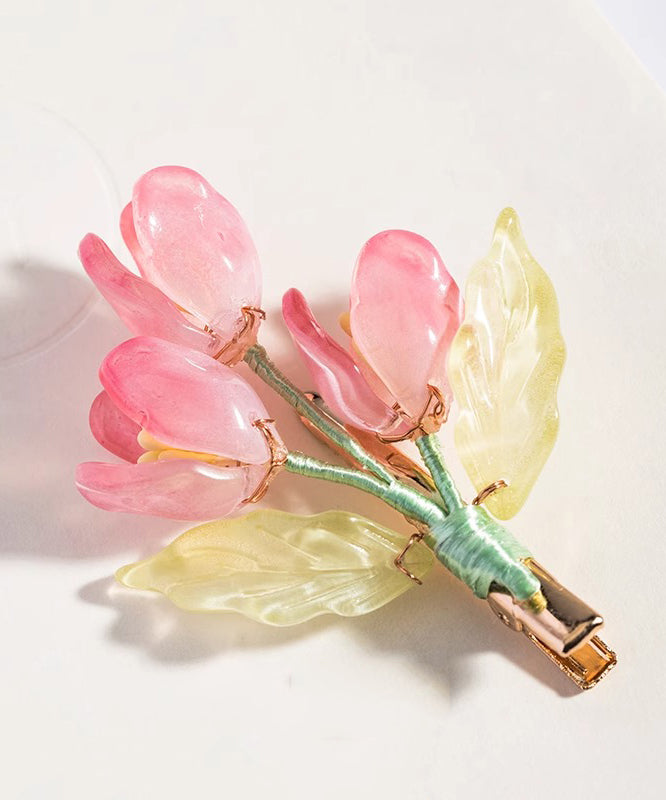 Jolie épingle à cheveux tulipe émaillée rose cuivré - Amawinc