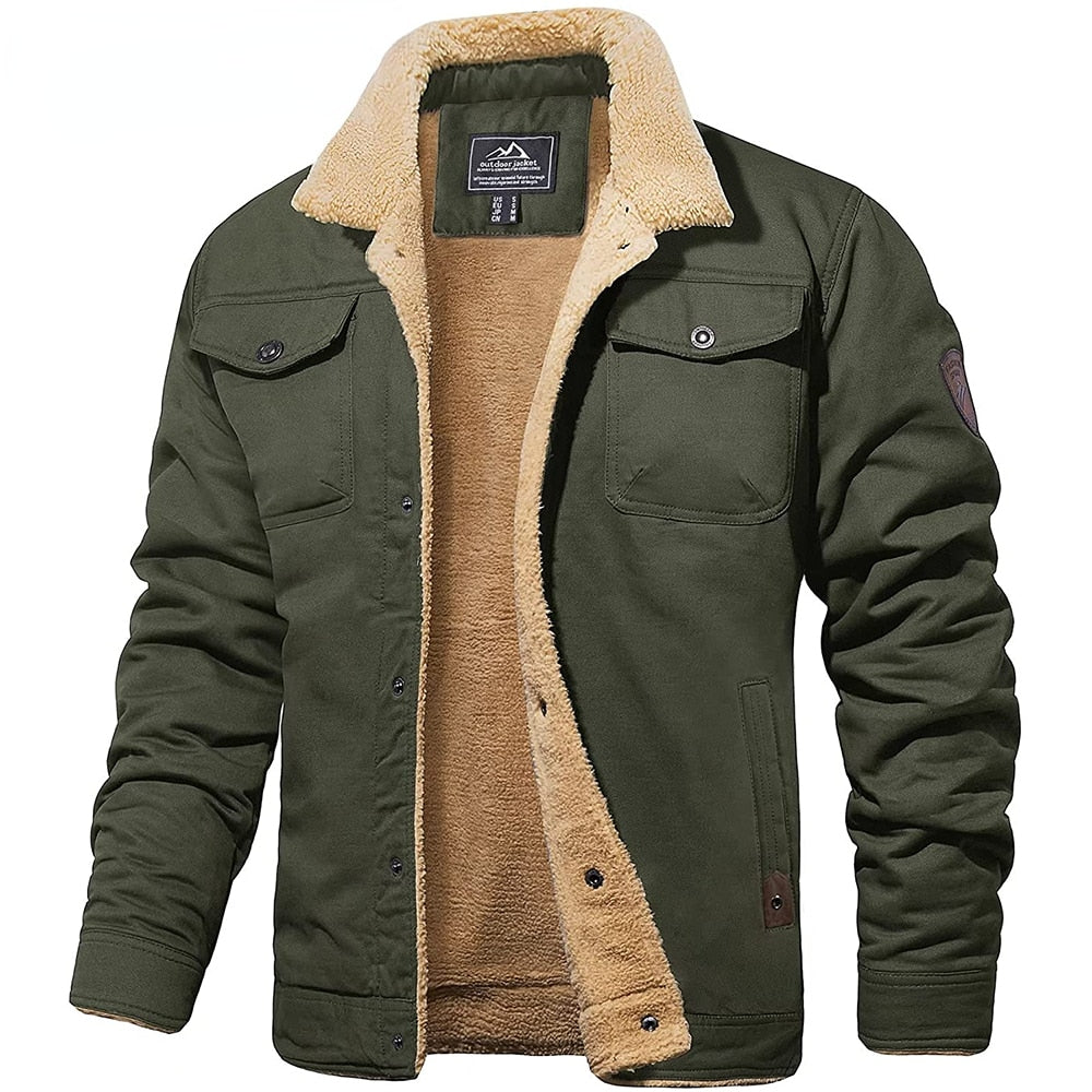 Veste Homme Décontractée Doublée Polaire Avec Col Pour Hiver Chaleur Durable Amawinc