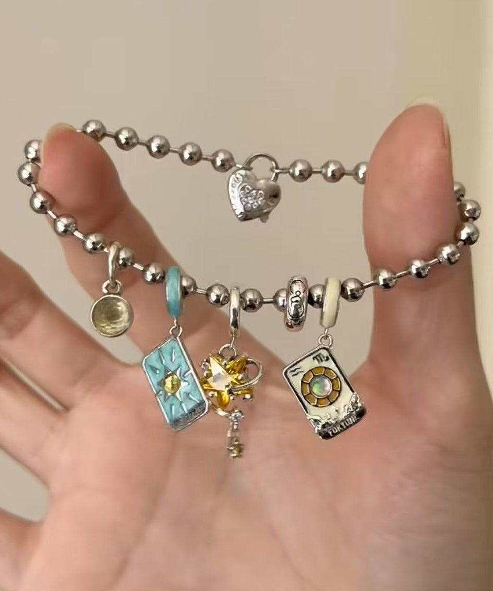 Bracelet à breloques en soie et acier inoxydable DIY « Le soleil, la lune et les étoiles » - Amawinc