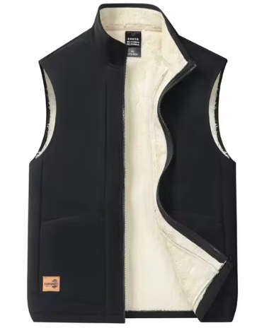 Gilet Hiver Sans Manches Pour Homme En Mélange De Laine Isolé Avec Poches Zippées