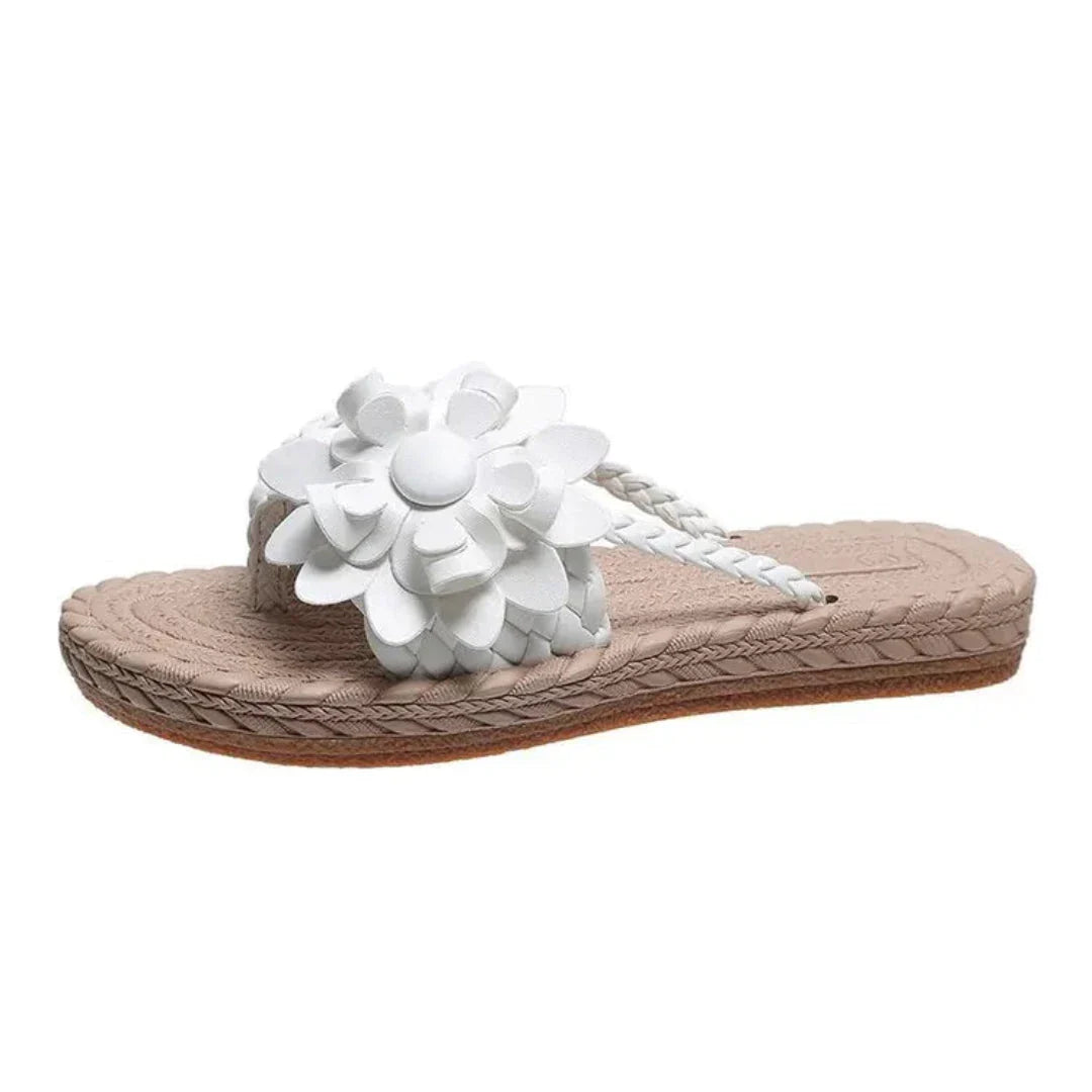 Sandales Slip On Tressées Pour Femme Avec Fleurs 3D Bohème Confortables Été Décontracté