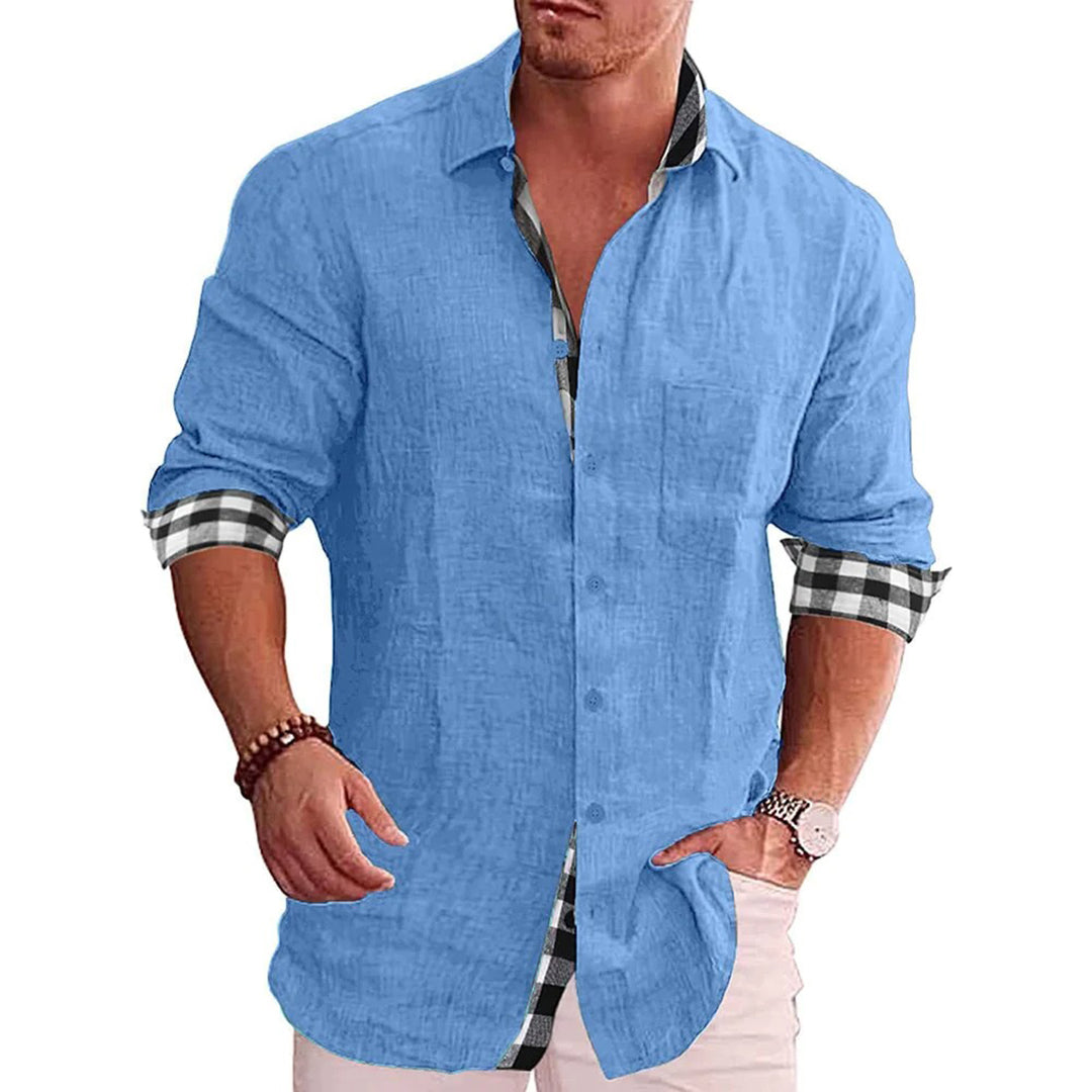 Chemise Homme Slim Fit Noire Avec Manches Longues Fermeture Par Boutons Poignets Contrastants Allure Nordique