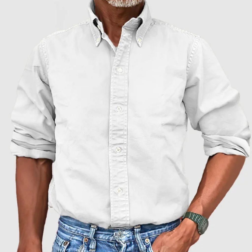 Chemise Homme Manches Longues Coupe Regular Respirante Boutons Coton 100 Pour Cent Décontractée Quotidienne