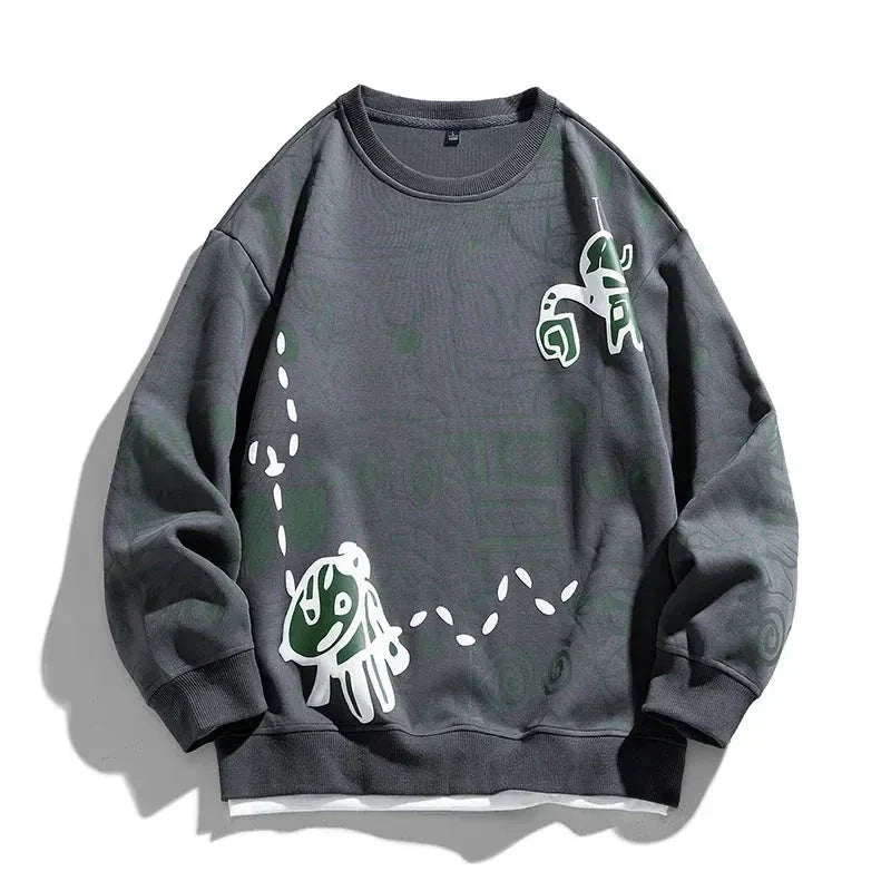 Sweatshirt Doodles Imprimé Artistique Confortable En Mélange Coton Pour Style Streetwear Décontracté